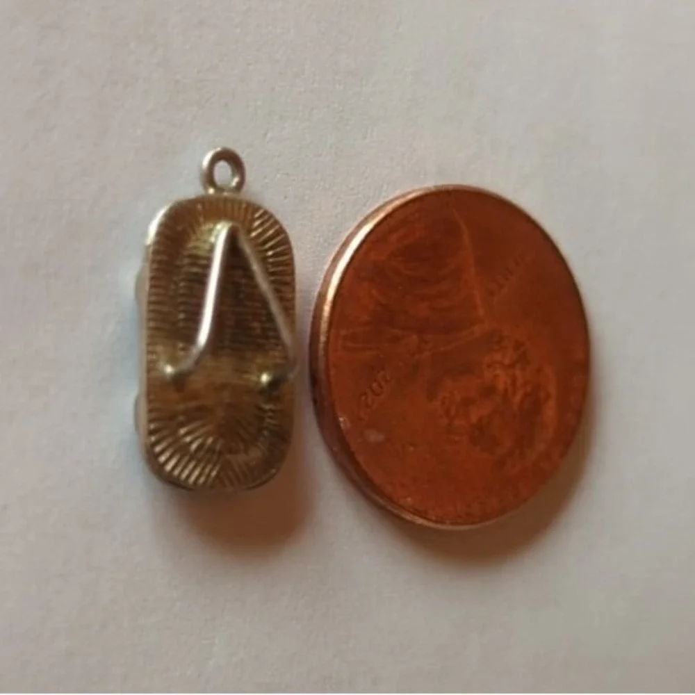 Vintage Sterling Silver Vintage Charm Pendant ONLY Flip Flop Beach Sandal